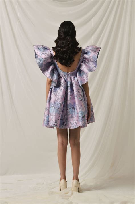 Buy Lavender Jacquard Floral Mini Dress| The RealB