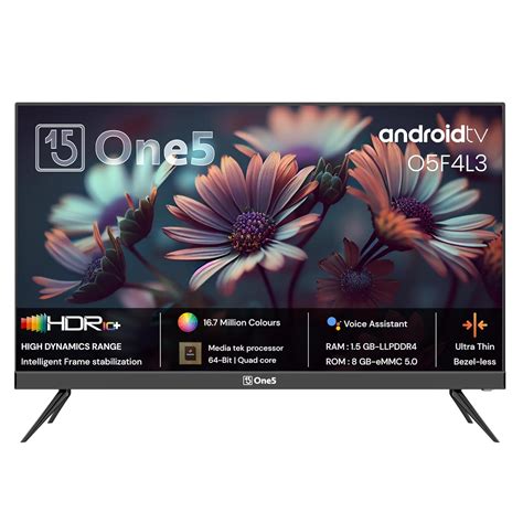 One5 109 cm (43 inches) Ultra-Thin Frameless HD Ready Smart Android LED ...