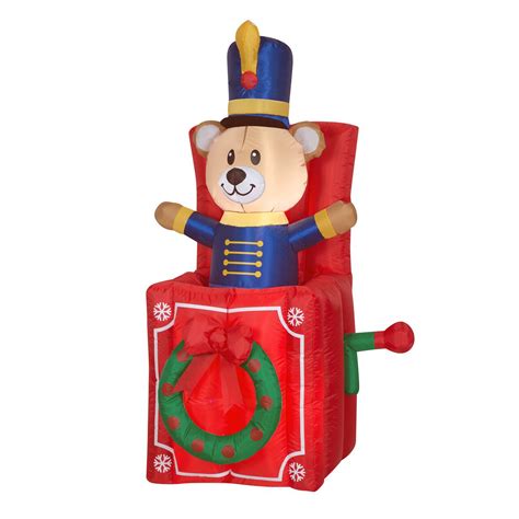 5ft. Animated Airblown® Collection Pop Up Bear Jack in the Box with 3 ...