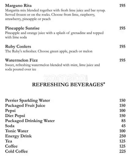 Menu at Ruby's Bar & Grill, Mumbai, InOrbit Mall