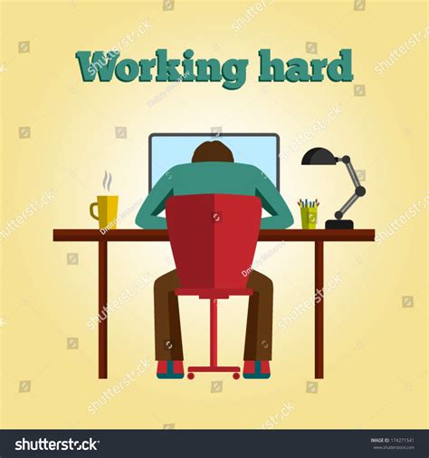 Man Working Hard Vector Flat Illustration Stock Vector (Royalty Free ...