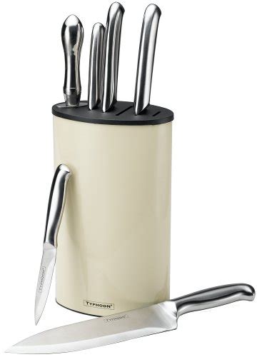 Buy Typhoon Retro Revolution Knife Set with Block, Vanilla Cream Online ...