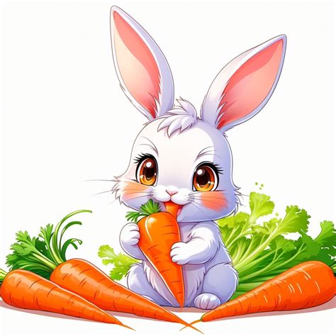 Cartoon Baby Bunny Eating Carrot | Stable Diffusion Online