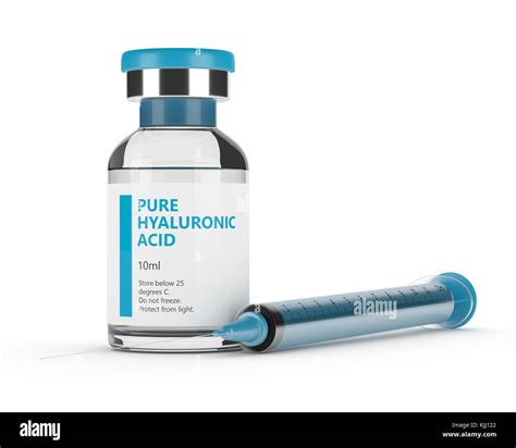 3d render of hyaluronic acid vial and syringe isolated over white ...