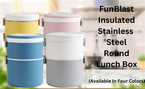 Buy FunBlast Insulated Stainless Steel Round Lunch Box – Double Layer ...