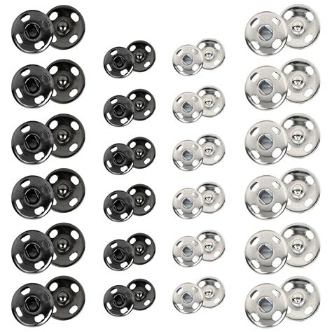 Kenkio 120 Sets Sew-on Snap Buttons Metal Snaps Fasteners Press Studs ...