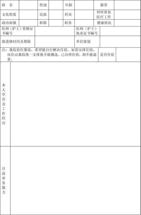 南昌大学第一人民医院医生进修申请表 - 范文118