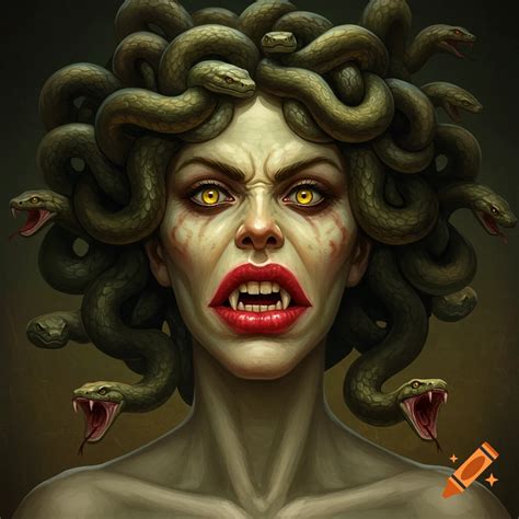 Medusa with colorful snakes for hair. on Craiyon