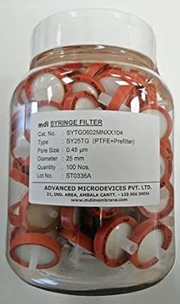 MDI SYTG0602MNXX104 PTFE Membrane Syringe Filter with Microglassfiber ...