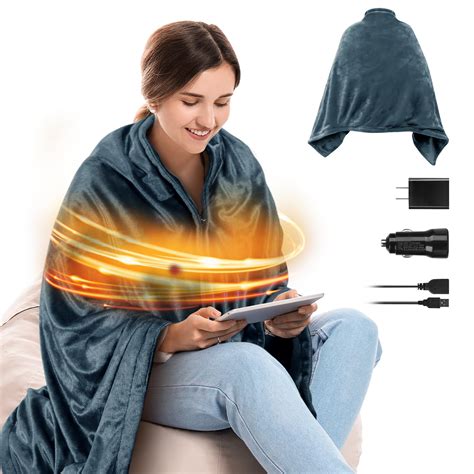 USB Heated Blanket, Portable Heated Blanket Battery Powered, Wearable ...