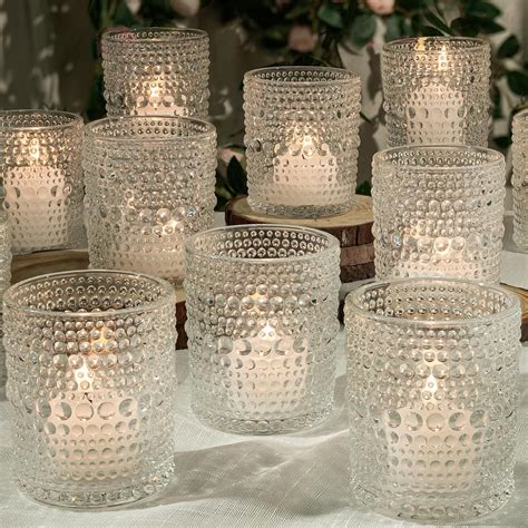 Amazon.com: 12pcs Large Votive Candle Holder, 2.7 * 3.5in Clear Glass ...