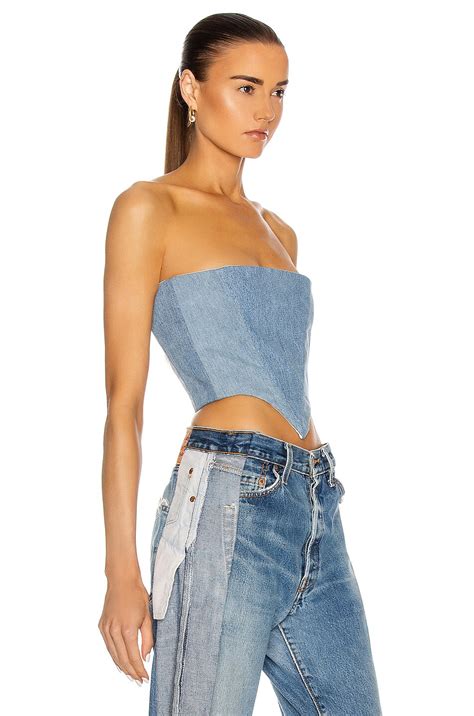 SAMI MIRO VINTAGE Corset Top in Denim | FWRD