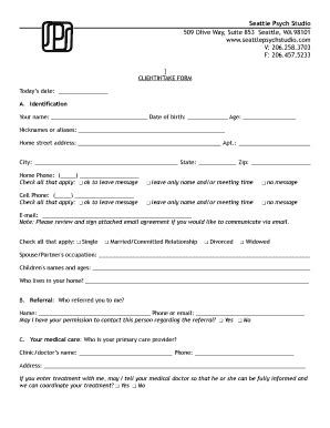 Fillable Online Adult Intake Form copy Fax Email Print - pdfFiller