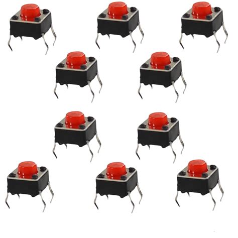 Push Button RED Tactile Micro Switch 12mm 4 pin Pack of 20 : Amazon.in ...
