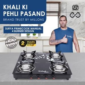 Sigri-wala Surya Primecook Manual Cute Design Toughened Glass Gas Stove ...
