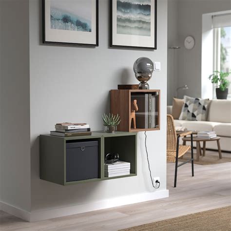 EKET wall cabinet with glass door, brown walnut effect, 35x25x35 cm ...