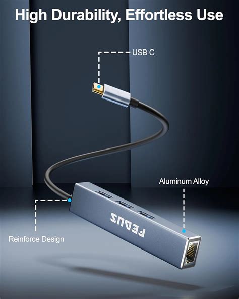 USB C to Ethernet Adapter with 3-Port USB Hub | Fedus – FEDUS