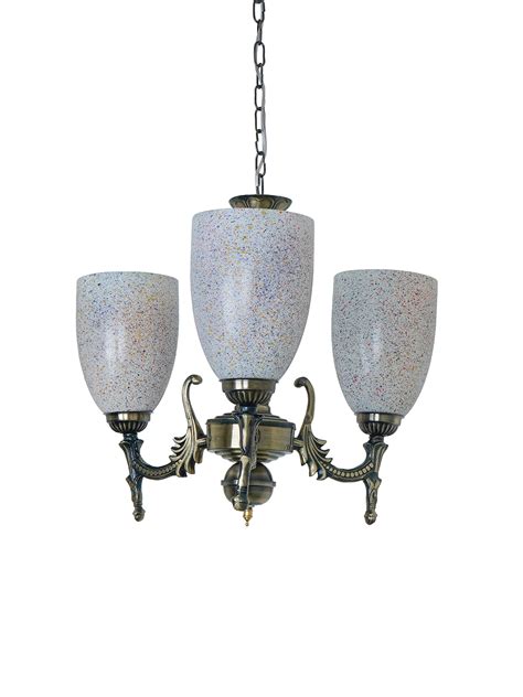 Antique Brass 15 Inch Wide Steel 3-Light Mini Ceiling Chandelier ...