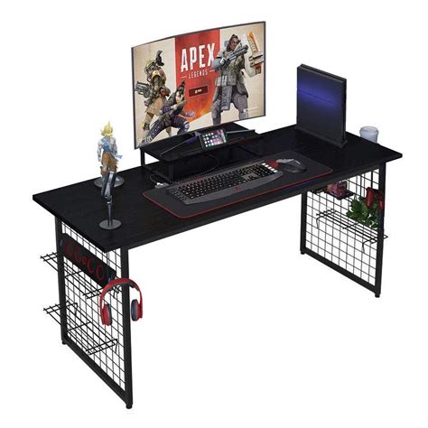 Buy Need Black Gaming Desk with Shelves - 60 Inches All-in-One Computer ...