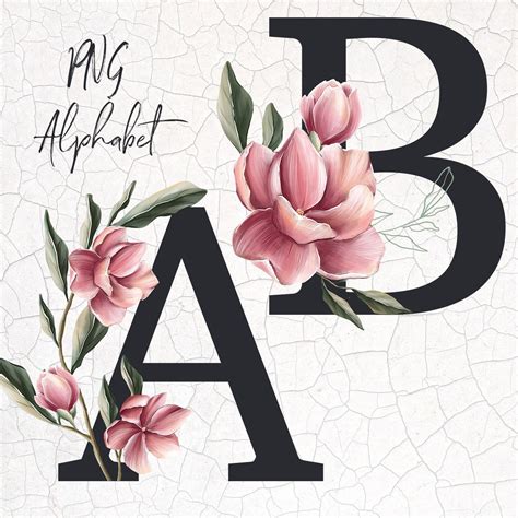 Alphabet Clipart Floral Alphabet Doodle Letters Png Floral - Etsy ...