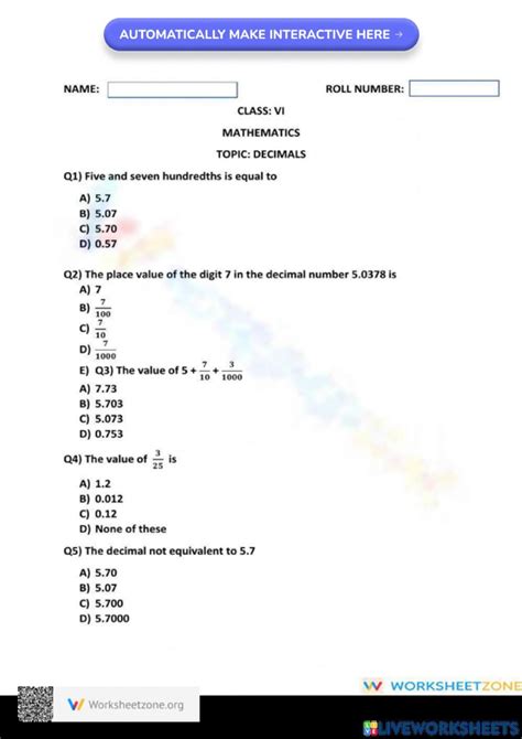 Image result for Multiple Choice Math Worksheets