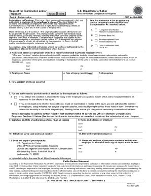 US Federal Workers' Compensation Authorization Form - Blank Fillable ...