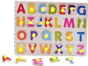 KOBBET Best Wooden Alphabet Puzzle Board Educational brain tester ...