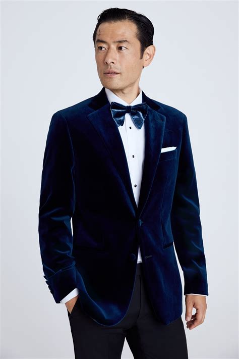 Regular Fit Blue Velvet Jacket | Buy Online at Moss