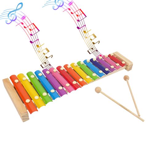 Wooden Xylophone with 15 Notes, 1 Xylophone, 2 Sticks – Kids Bestie