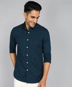 Allen Solly Men Printed Casual Blue Shirt - Buy Allen Solly Men Printed ...