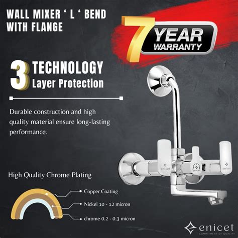 Enicet Brass Wall Mixer with Overhead Shower, Chrome plated, 2 in 1 ...