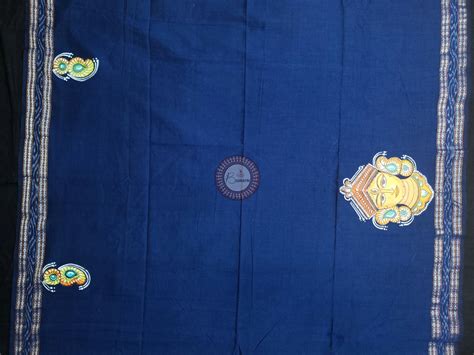 Blue Maa Durga Theme Pattachitra Cotton Blouse Piece