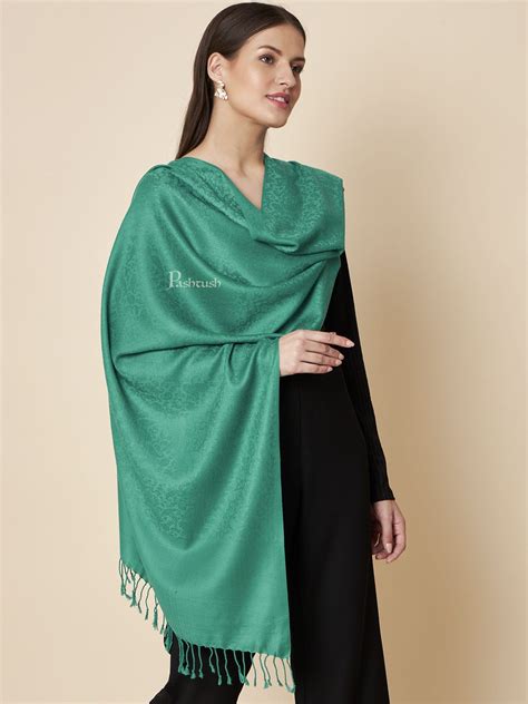 Pashtush Womens Fine Wool Stole, Self Design Design, Arabic Sea Blue ...