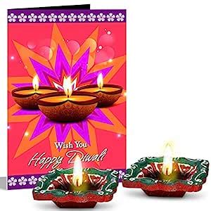 Alwaysgift Wish You Happy Diwali 2 Diyas, Greeting Card Gift : Amazon ...