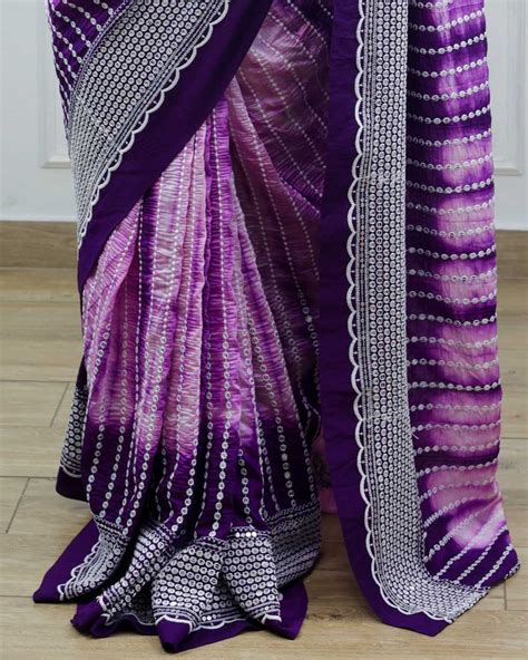 Purple Tie & Dye shibori Print Saree Online | Printed Sarees Online ...