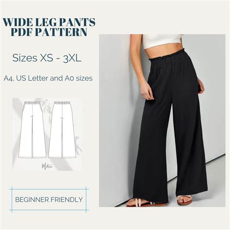 Wide Leg Pants Pattern, Women Pants Pattern, Illustrated Instruction ...