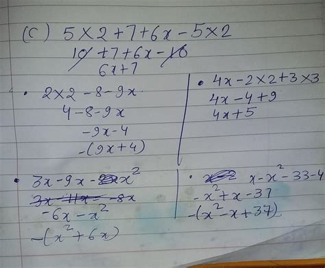 (c) 5x2 + 7 + 6x – 5x2, 2x2 – 8 – 9x, 4x – 2x2 + 3x3, 3x – 9x - x2 and ...