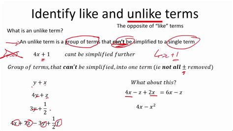 Algebraic Expressions (4 of 9) Identify like and unlike terms - YouTube