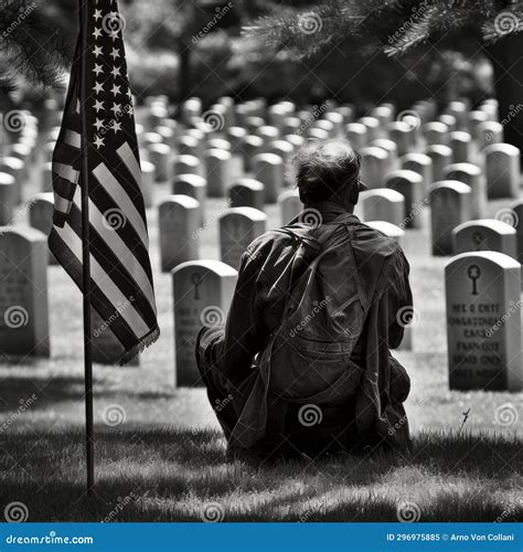 Silent Salute: Black and White Memorial Day Tribute Stock Illustration ...