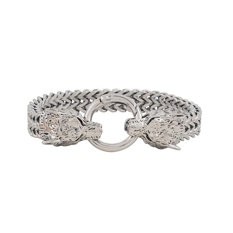 Joker & Witch Lykos Steel Wolf Head Bracelet For Men