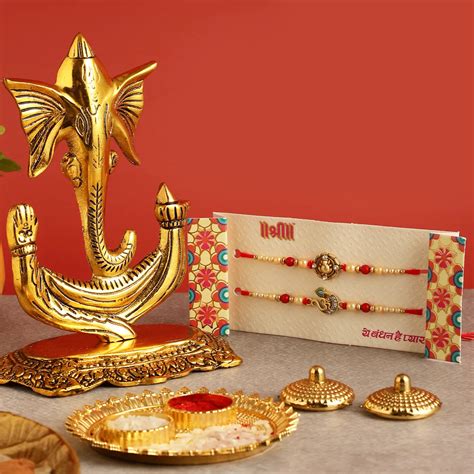 Buy Handmade Ganesha Rakhi Hamper | Includes 1 Ganesha Idol, 2 Rakhis ...