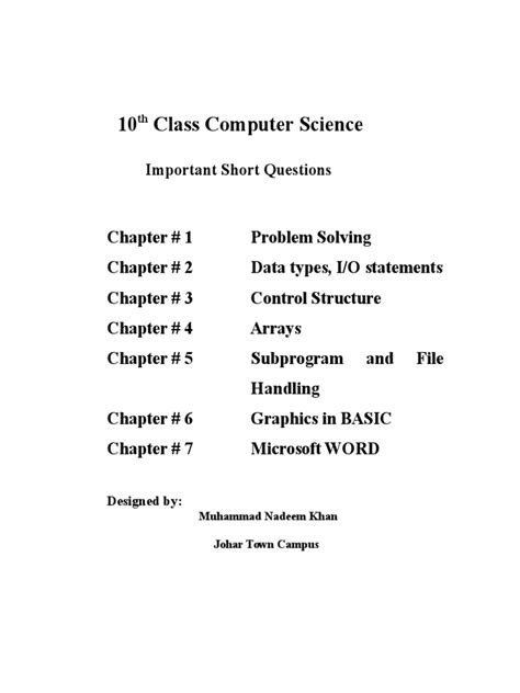 Class 10 Computer Science Notes 的图像结果