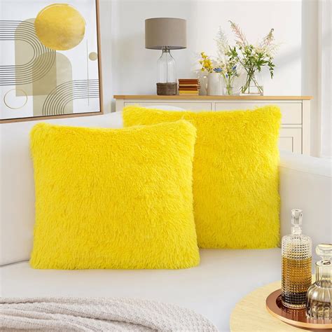 Amazon.com: BBiggood Yellow Throw Pillow Covers, Pack of 2 Luxury Soft ...