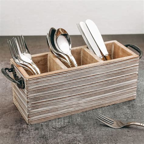 Buy UHUD CRAFTS Wooden Cutlery Holder/Flatware Caddy/Spoon Stand for ...