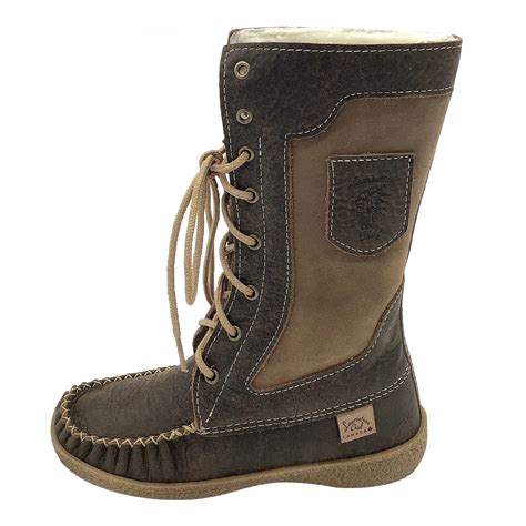 Women's 12" Snowshoe Old Brown Insulated Mukluk Winter Moccasin Boots ...