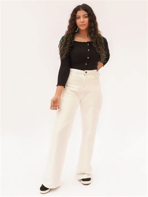White Wide Leg Jeans - club76
