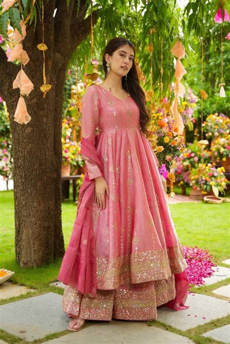 Wedding Wear Peach Color Embroidery Ready To Wear Anarkali Suit ...