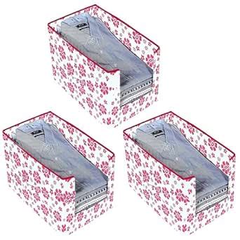 Kuber Industries Exclusive Flower Printed 3 Piece Non Woven Shirt ...