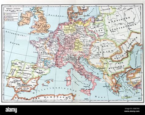 Old map of Europe around the year 1200 Stock Photo - Alamy