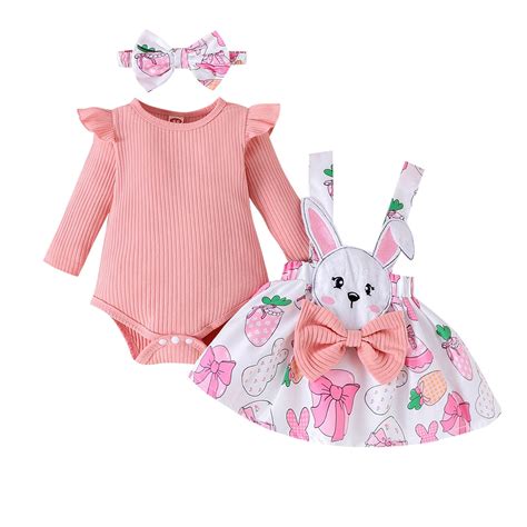 Baby Girl Easter Dresses 0-3 Months Cute Bunny Tutu Dress Long Sleeve ...